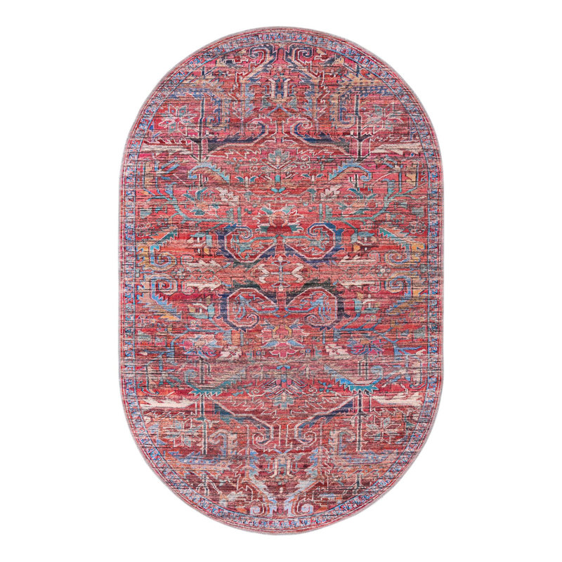 Tapis rouge / bleu Haglund, Ovale 5 pi 3 po x 8 pi