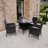 Dubose 4 Seater Rattan Round Dining Set with Grey LED Premium Parasol - Black