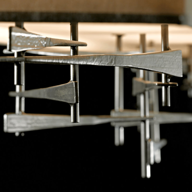 Cavaletti 4 - Light Kitchen Island Rectangle Pendant, Flax, Vintage Platinum
