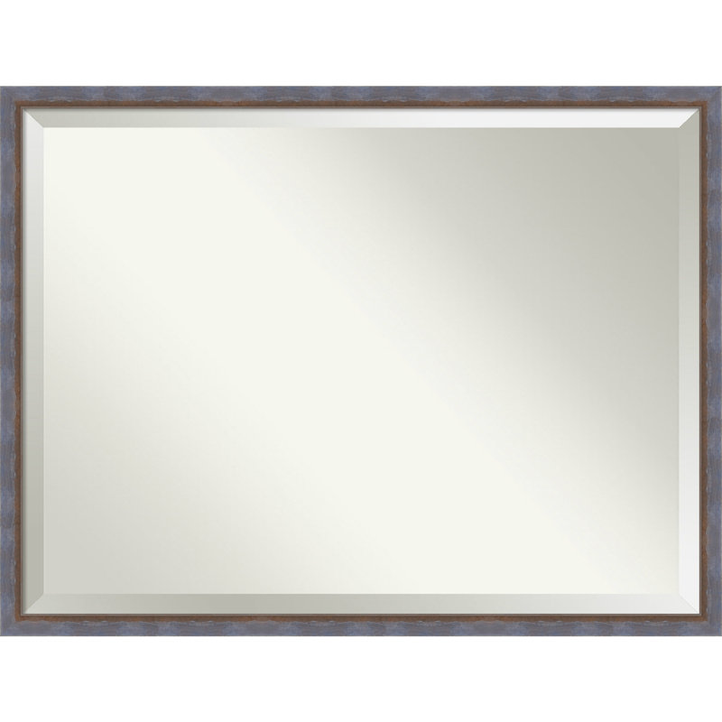 Xion Solid Wood Wall Mirror, Rectangle, Blue, 26.25" x 20.25"