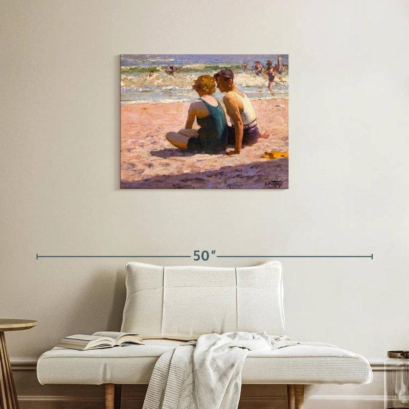 Personnages sur la plage, H 24 po x l 30 po