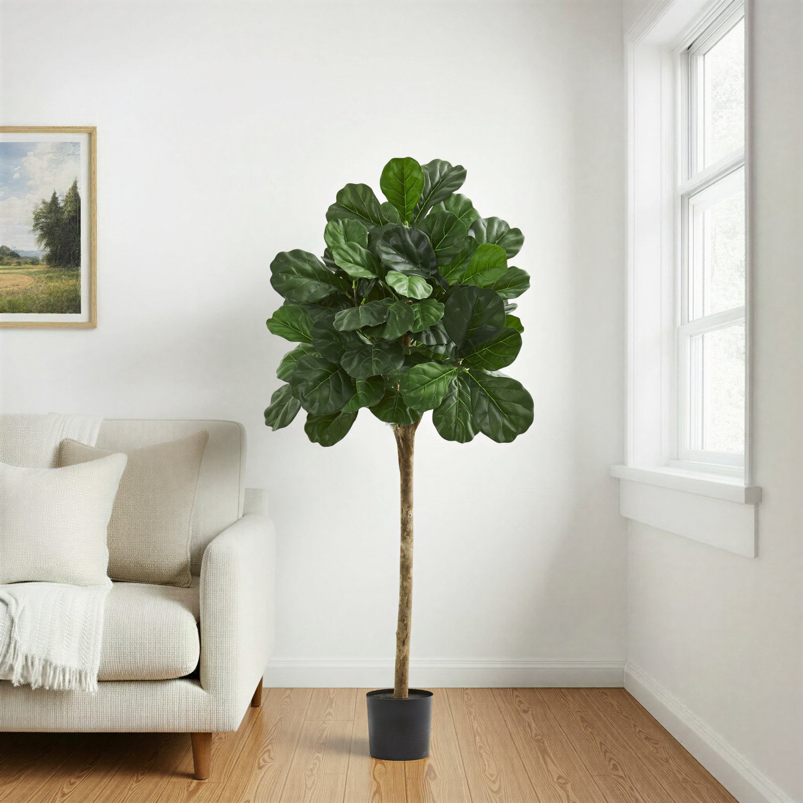 Faux Fiddle Leaf Fig Tree, 60" H x 24" W x 22" D