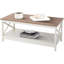 Table basse Farmhouse avec tablette de rangement pour le salon, ivoire
