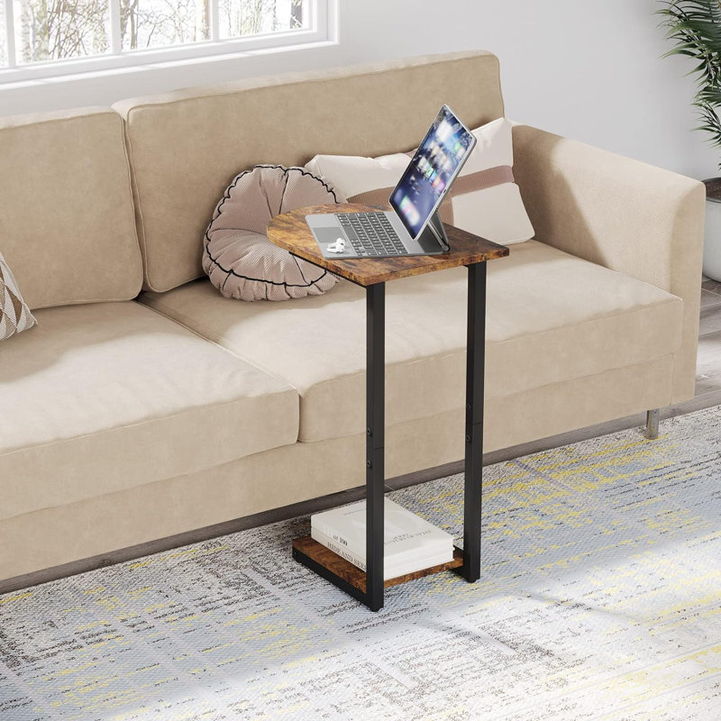 Jadus 25.6'' Tall Tray Top C Table End Table, Unique Curved Table Top Design