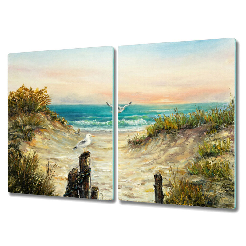 Panama Tempered Glass Sea Birds Chopping Board, 52cm x 30cm