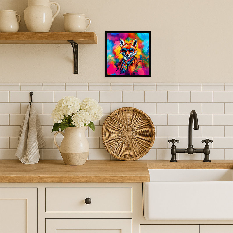 Hippie Animal Fox Framed Metal Print