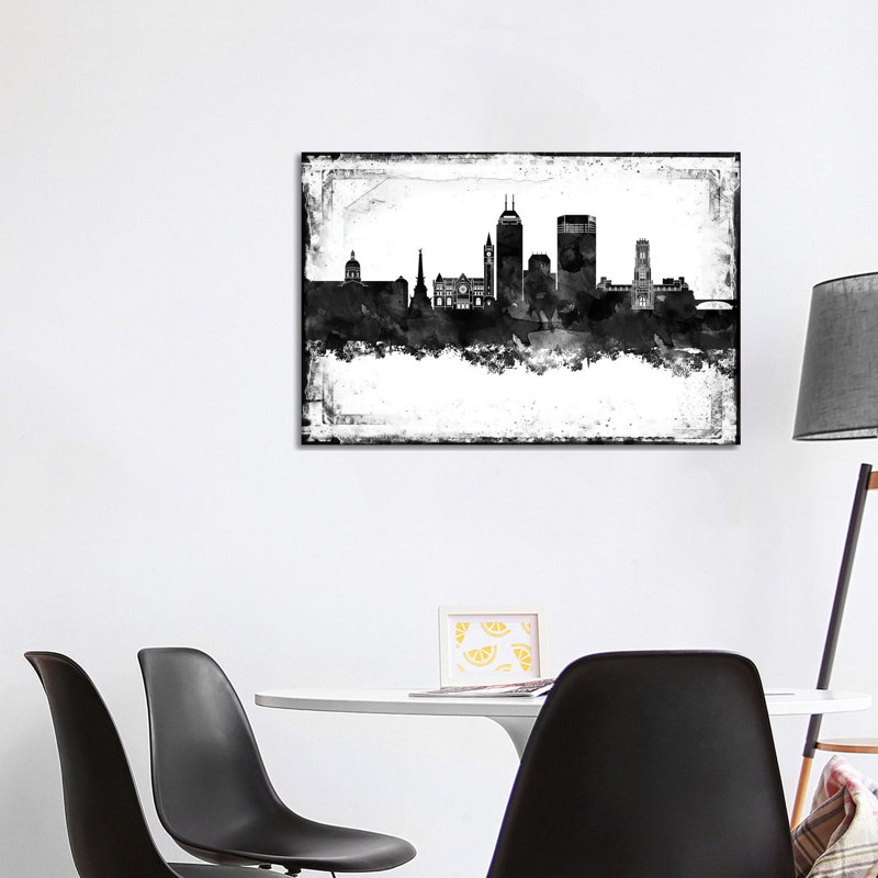 Indianapolis Black And White Framed Skylines - Wrapped Canvas Print, 101.6 cm H x 66.04 cm W