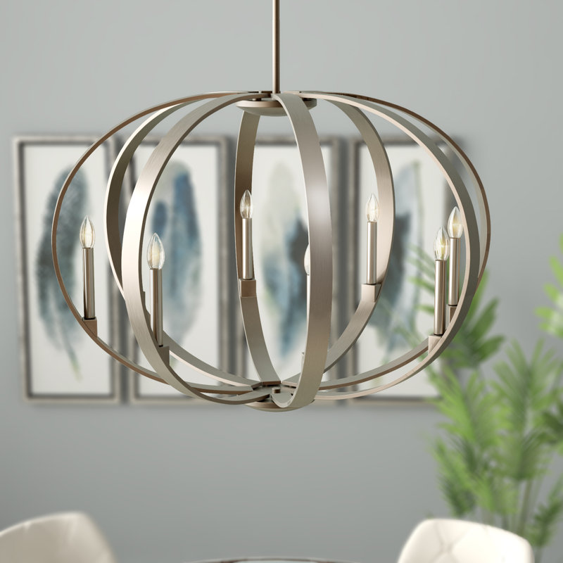 Elata 8 - Light Globe Chandelier, Classic Pewter