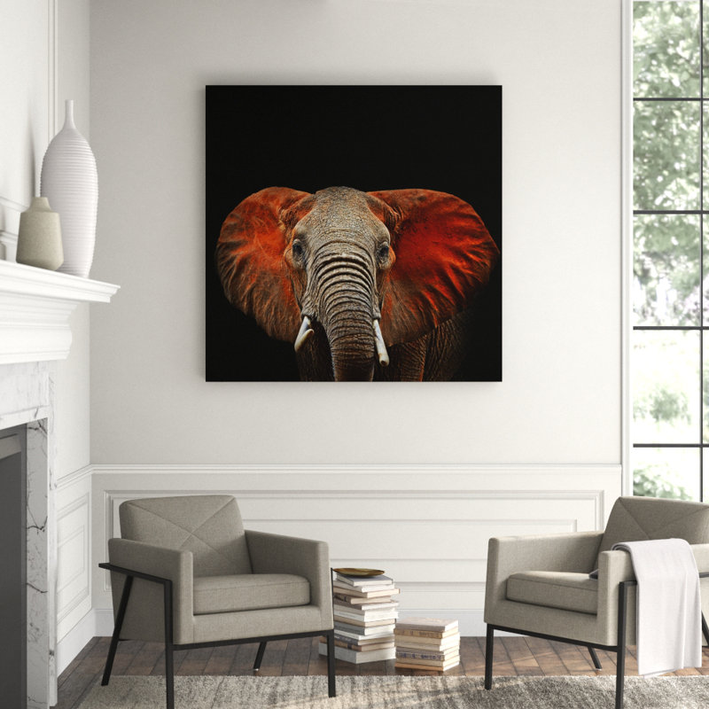 African Elephant Print, Acrylic, 56" H x 56" W x 2.5" D