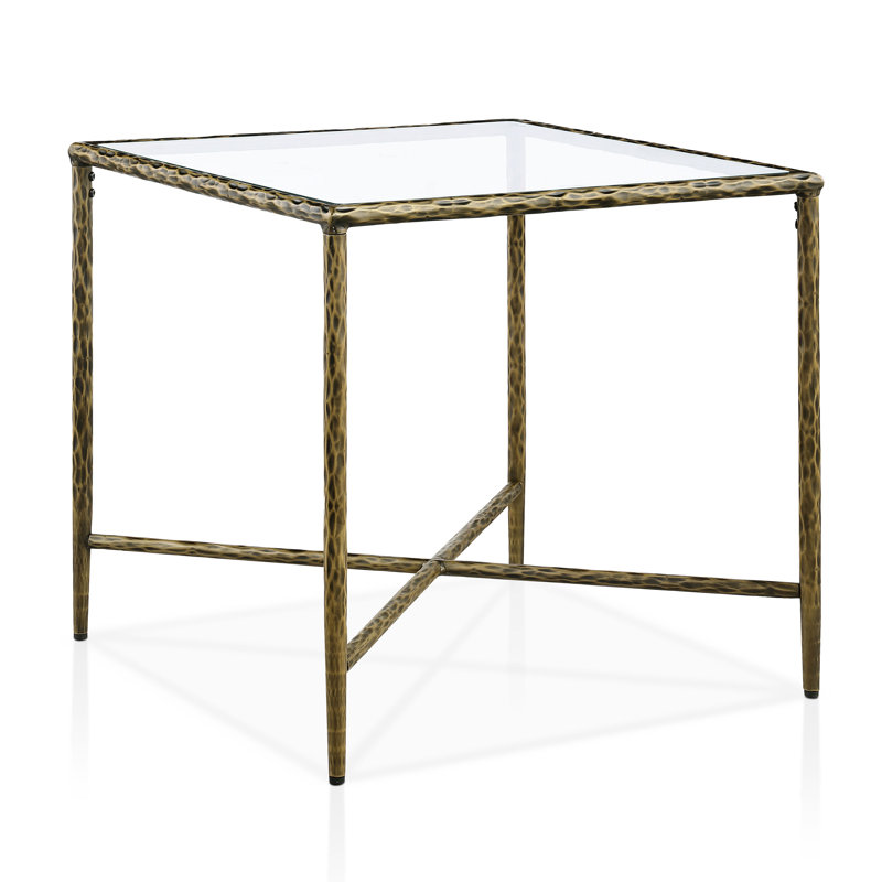 Ensemble de 3 tables basses en métal martelé à motif en X de style moderne Lalia, Or mat