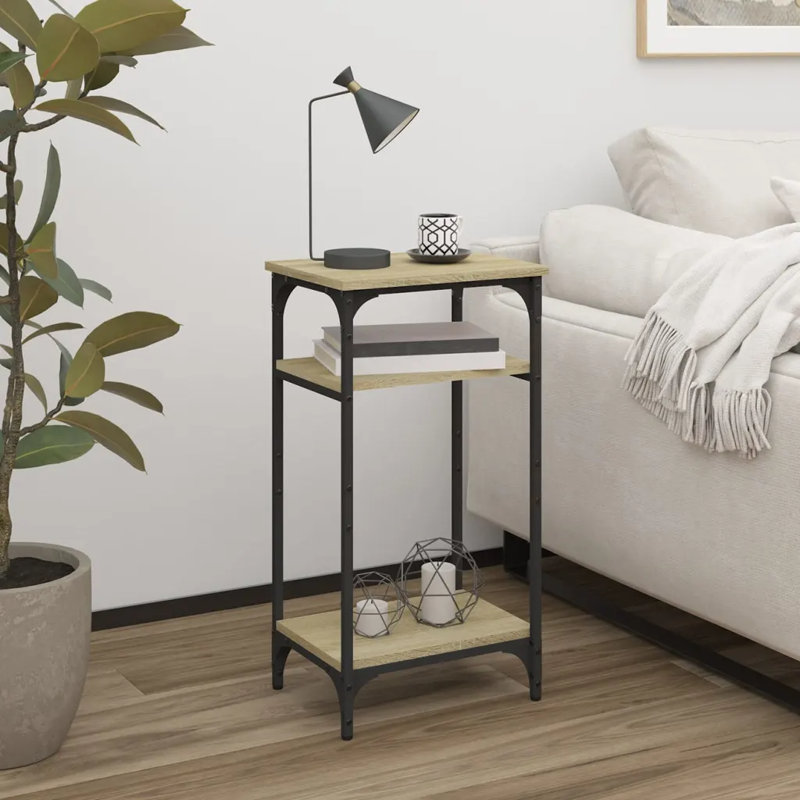 Dragon End Table, Black/Oak, Oak