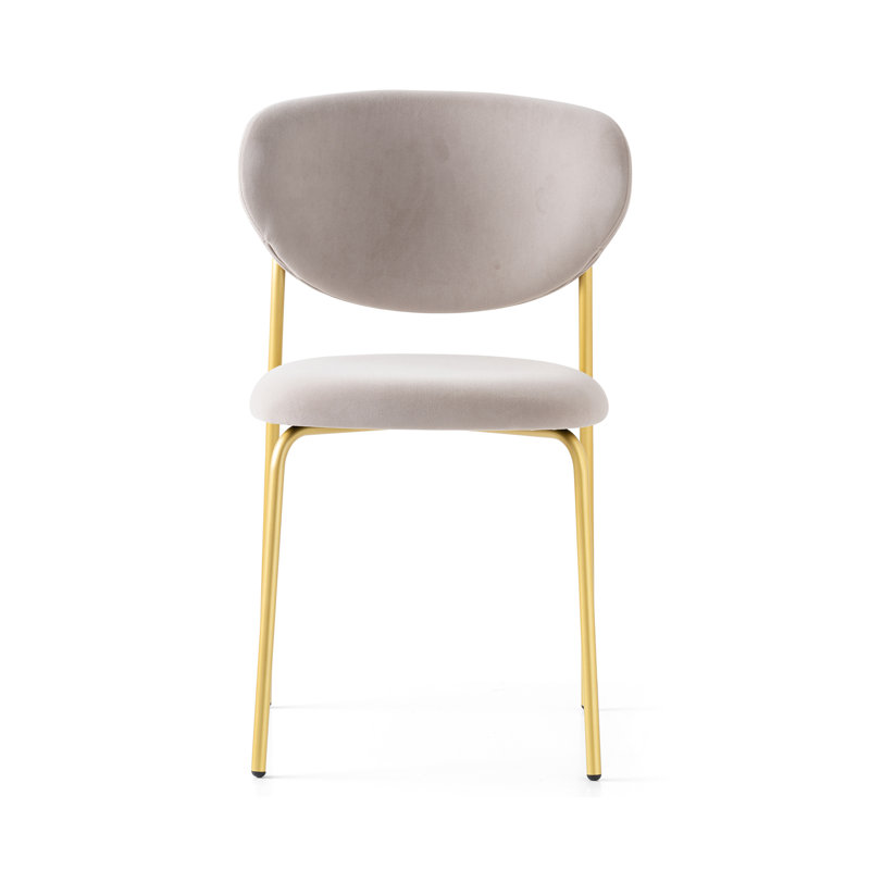 Cozy Upholstered Chair with Metal Frame, Taupe, Painted Brass