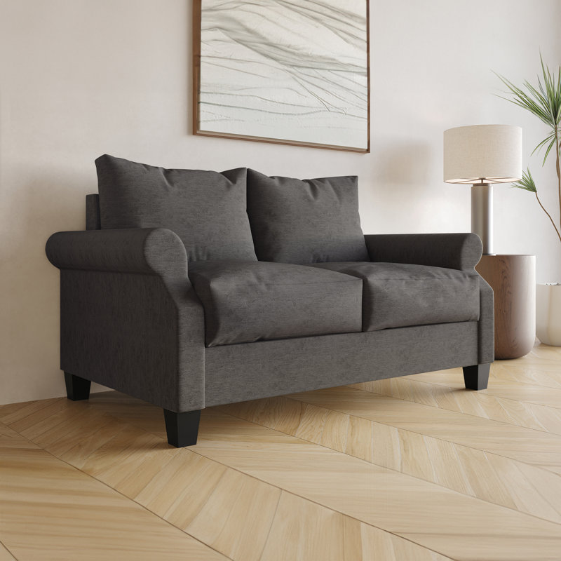 Causeuse de réception en tissu Mayner, Gris foncé