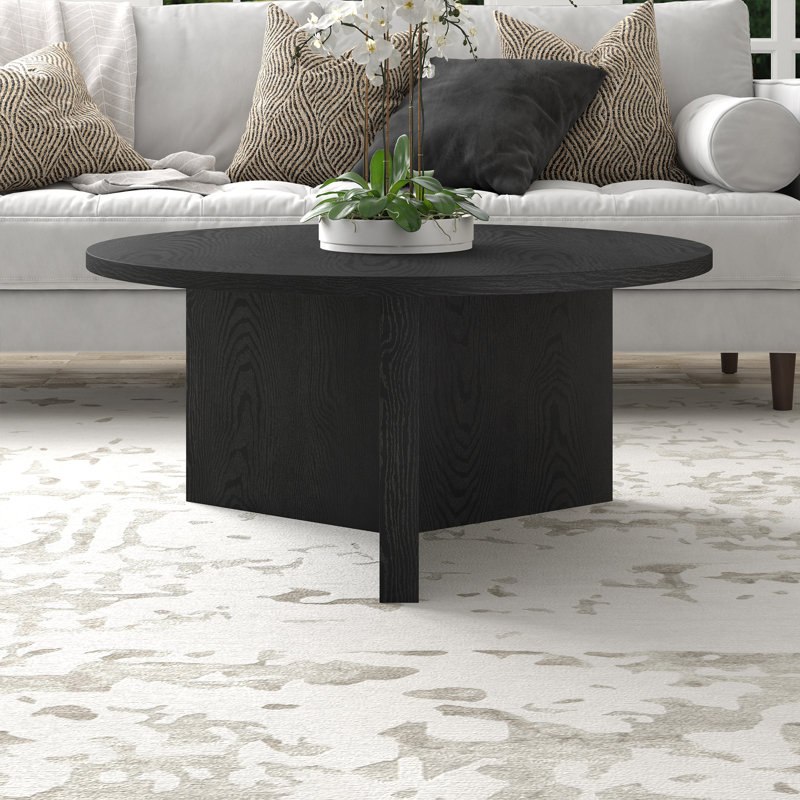 Anders 36" Wide Round Coffee Table in Black Grain, Black Grain, 17'' H X 36'' W X 36'' D