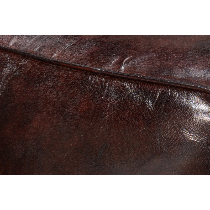 Square Ottoman, Chocolate Genuine Leather