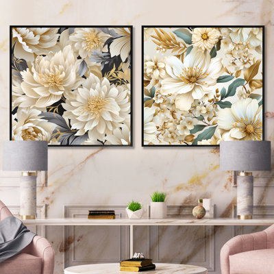 Ambrine - Ensemble de 2 collages carrés floraux