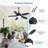 Cissline 42" Black Wet Plug-in Indoor/Outdoor Ceiling Fan with Light and Remote Control, IP65 Waterproof Ceiling Fan for Patio/Gazebo
