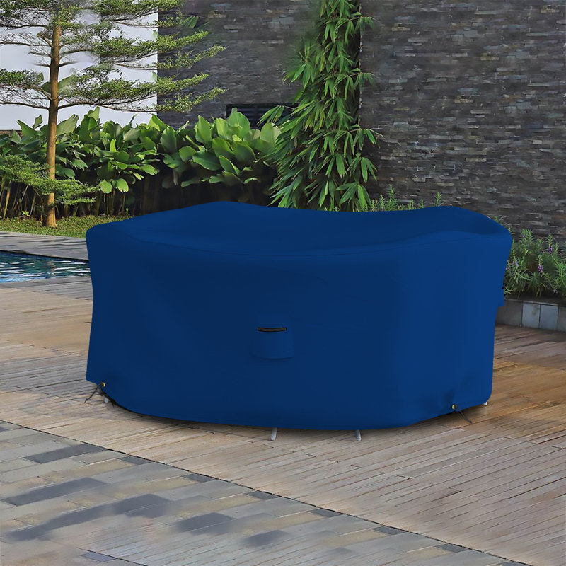 Housse robuste pour table ronde et chaise d'extérieur robuste et polyvalente, H 24 po x l 109 po, Bleu