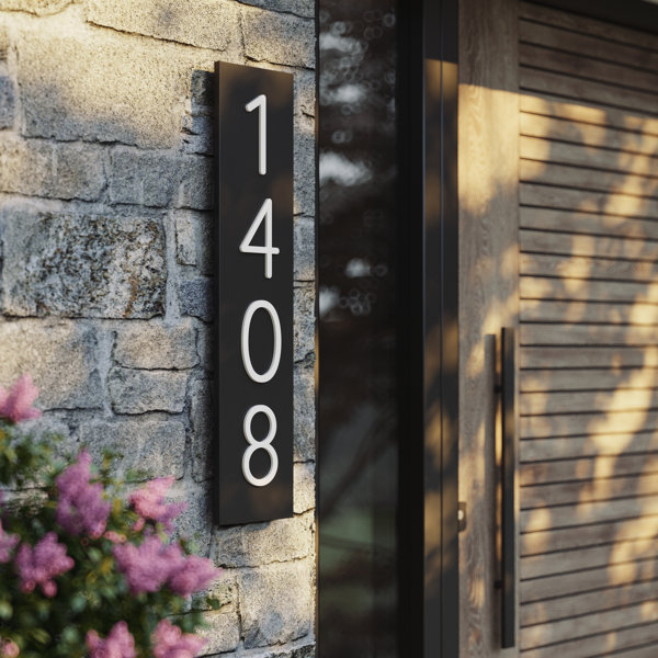 White Harmony House Number Vertical , Modern Address Sign Plaque ...