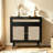 Rattan Sideboard Buffet, Boho Kitchen Cabinet With Drawer & 2 Doors, Modern Mid Century Accent Cabinet With Adjustable Shelf, Coffee Bar For Living Room, Entryway, Kitchen, Black-2044877775
