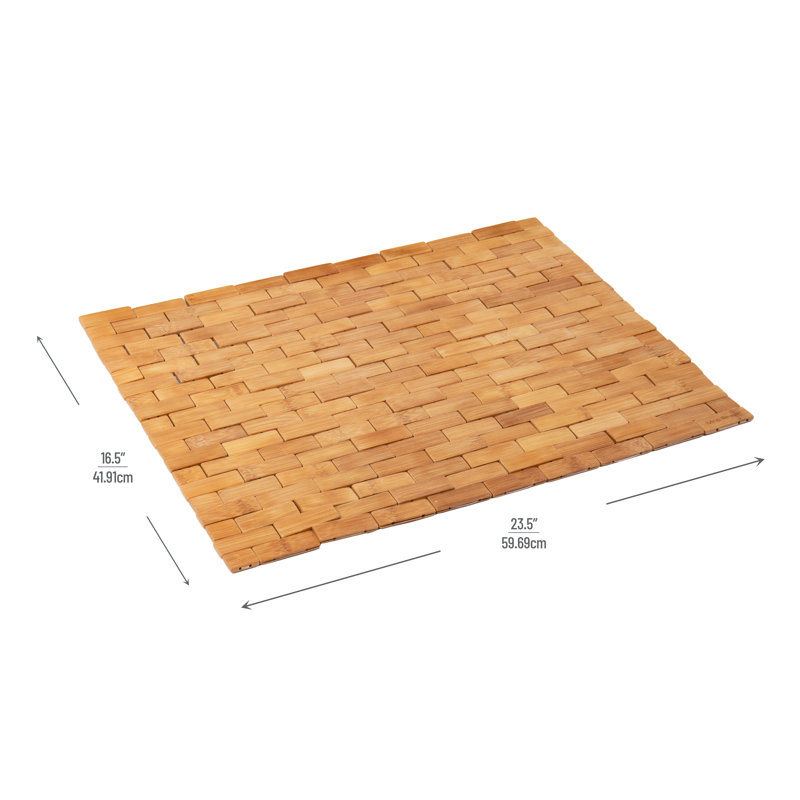  Bath Mat, Shower Mat, Bathtub Mat, Bathroom Accessory, Wood, Rayon from Bamboo, 23.5"L x 16.5"W x 0.4"H