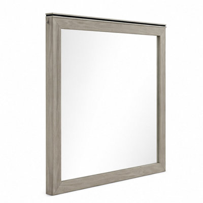 Miroir de coiffeuse Anna, cadre en bois gris patiné, carré de 40 pouces