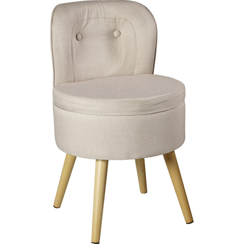 Echtwerk Sessel "Vince" mit Rückenlehne und Aufbewahrungsfunktion, Schaumstoffpolsterung, 42 x 71 cm, 6, 2 kg, Cream