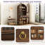 Armoire à vin 70 po de haut style Mid-Century arquée, bar à café avec portes réglables en verre trempé et porte-bouteilles-1554040014