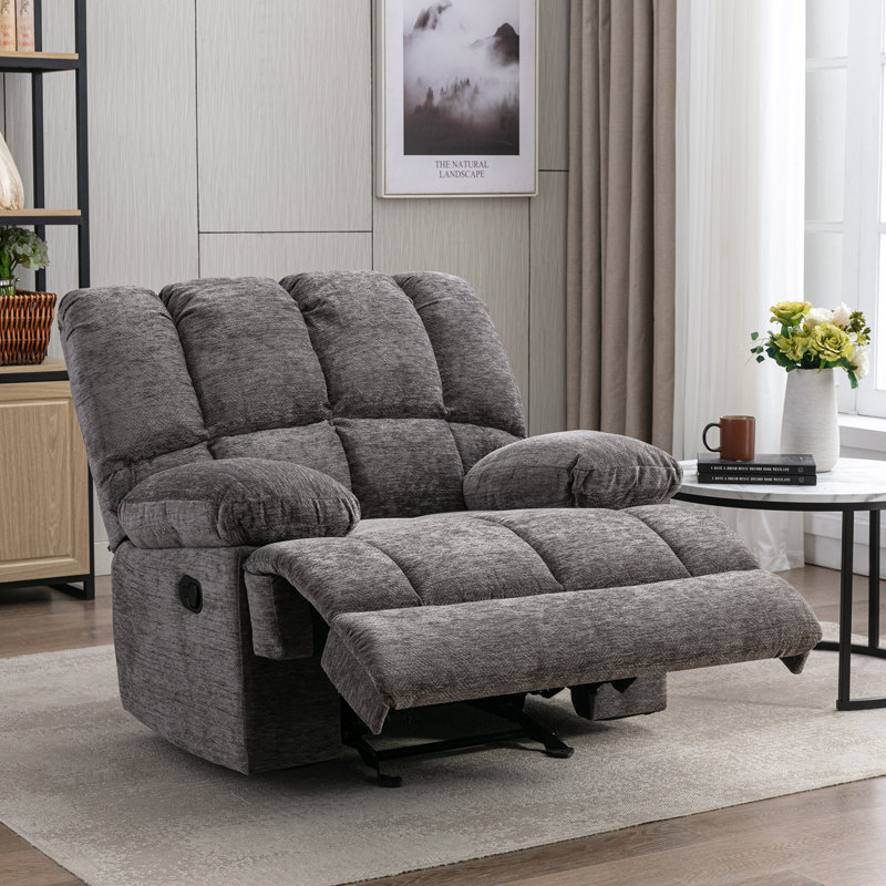 Tayani 43.7" W Modern Chenille Upholstered Rocker Manual Recliner (Set of 2), Gray Polyester Blend
