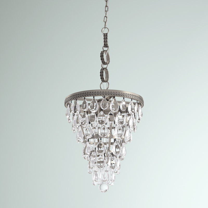 Beno 3 - Light Dimmable Tiered Chandelier, Antique Silver