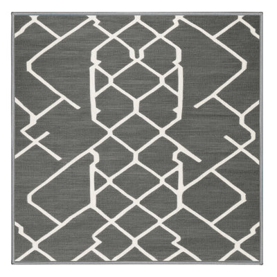 Machine Washable Trellis Gray Area Rug