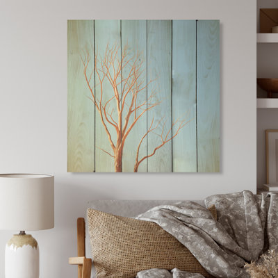 «Blue Timbers Trace Photo I», art mural en bois sur bois de pin naturel