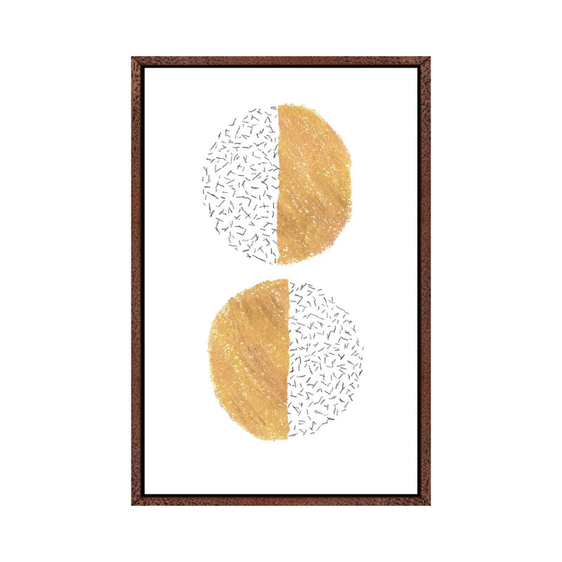 Mustard Half Circles 1 Piece Painting on Canvas, 101.6cm H x 66.04cm W x 3.81cm D, Classic Brown Wood Framed