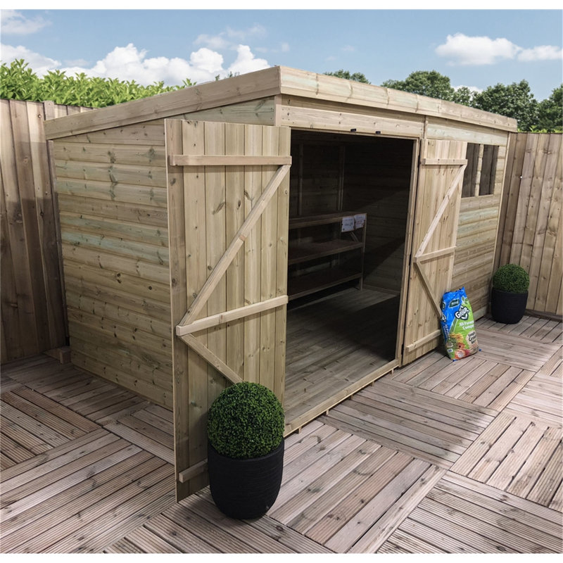 Terrey 14 ft. W x 7 ft. D Solid Wood Garden Shed