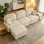 Canapé surdimensionné en chenille de 105 po avec dossier matelassé et coussins ronds, siège profond pour le salon, beige crème-356779883-356779885