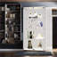 Armoire de rangement à deux portes, vitrine en verre, armoire de rangement de salon avec tablettes