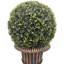 Plante artificielle de 24 po de hauteur, arbuste topiaire en forme de boule dans un pot à piédestal en bronze pour une utilisation intérieure et extérieure