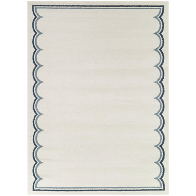 Hildegard Cream Modern Border Area Rug
