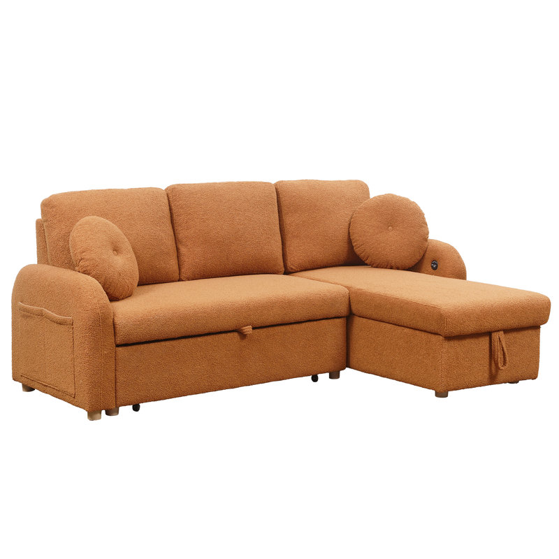 82" Sleeper Sofas Build-in USB Charging Port, Tan