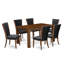 Ensemble de salle à manger 7 pièces comprenant une table de salle à manger rectangulaire en bois rustique et 6 chaises rembourrées en tissu de couleur noire, 36 x 60 pouces, naturel-873062867-873062866