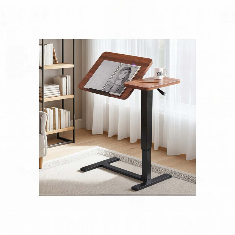 Table de chevet inclinable et mobile, Noyer, Noir