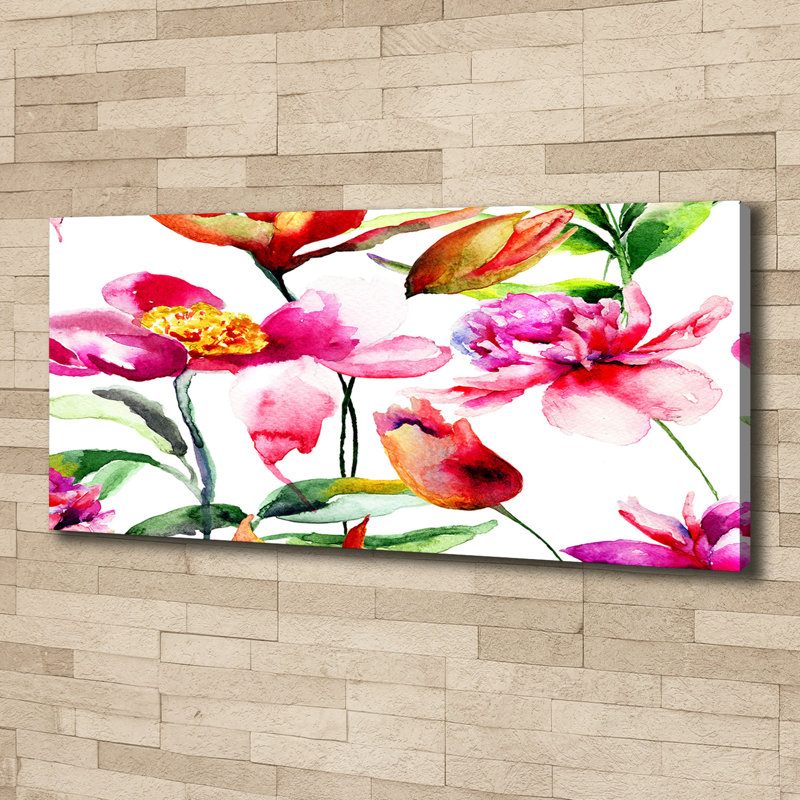 Wild Flowers - No Frame Print on Glass, 70cm H x 100cm W x 4cm D, Glass