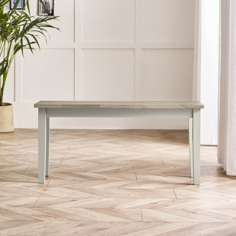 Alcazar Solid Wood Dining Bench - Traditional Rustic Farmhouse Kitchen Style, 17.7" H x 37.4" W x 11.8" D, White/Gray