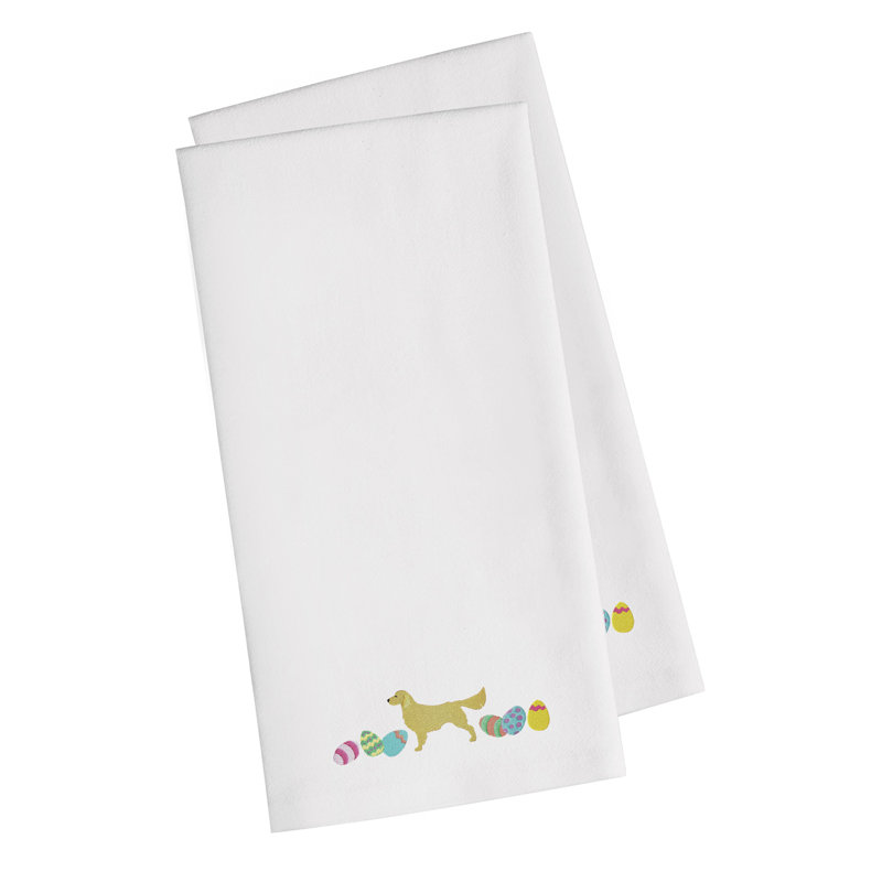 Cotton Embroidered Tea Towel Kitchen Towel, White, 28" H x 19" W x 0.1" D