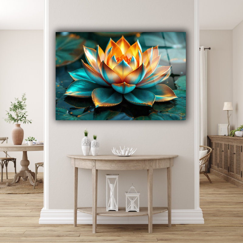 Décoration murale en verre trempé style lotus, H 12 po x l 18 po