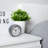 4-Inch Round Gray Atomic Analog Alarm Clock