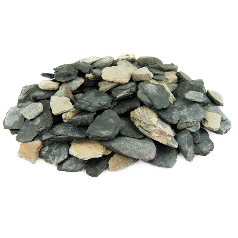 Black and Tan Slate Garden Landscaping Rocks, 10 lbs