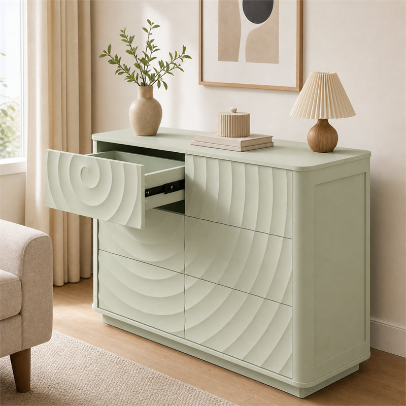 Commode 6 tiroirs Sage Green Modern
