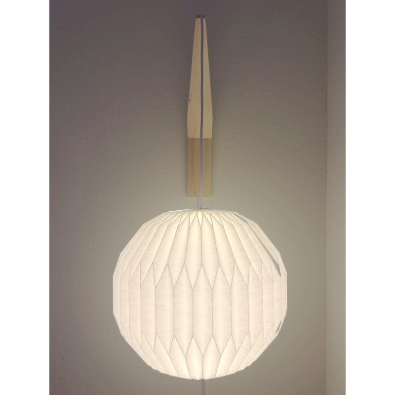 Applique en bois + abat-jour globe, Globe