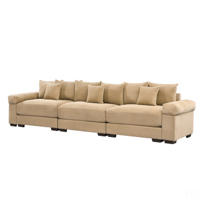 130 Inch Oversized Cloud Modular Sectional Couch, Premium Corduroy Sofa With Extra-Thick Armrests, Ergonomic Design, Easy Assembly For Living Rooms And Studies
